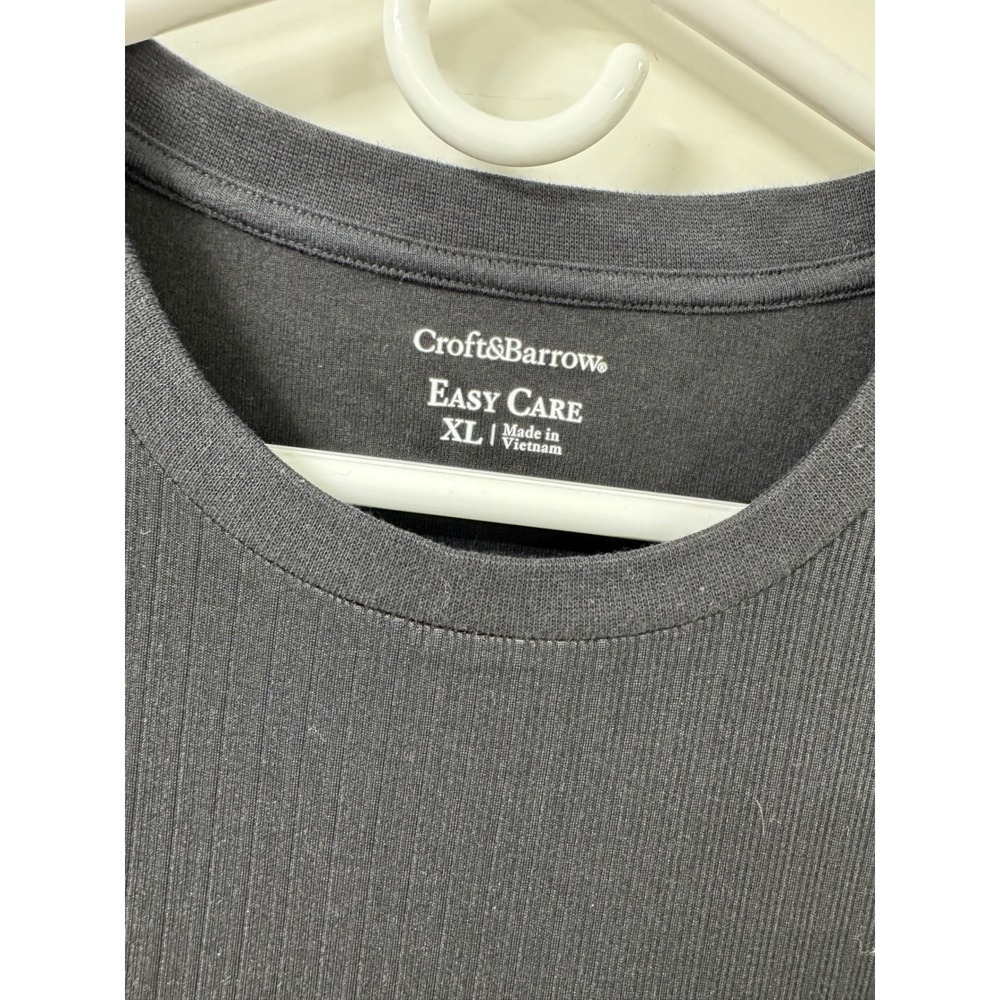 Croft & Barrow Mens XL T-Shirt Lot 2 Black Ribbed Easy Care Grey Adventure Tee - Picture 3 of 9